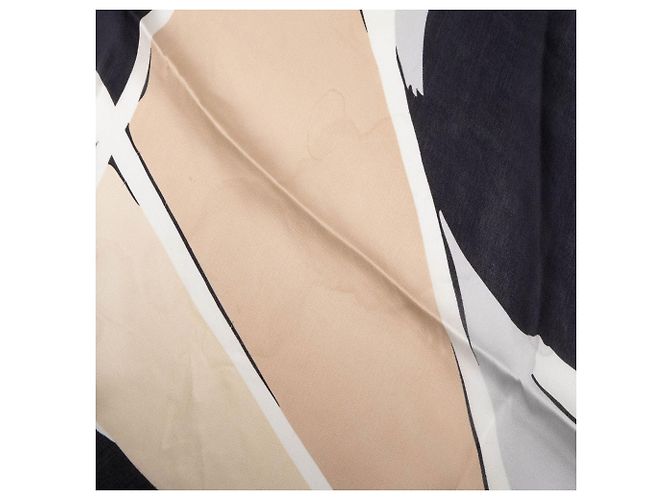 Foulard in seta Chanel CC con stampa geometrica nera - vista 7