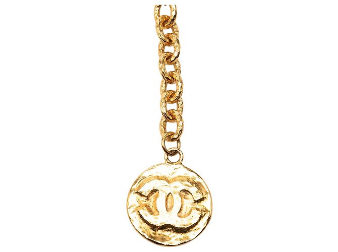 Weißer Chanel CC Gürtel mit Goldplattierung und Kunstperlen - Ansicht 2