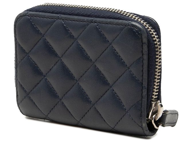 Blaues Chanel CC gestepptes Lammleder Zippy Münzbeutel - Ansicht 2