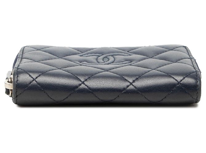 Blaues Chanel CC gestepptes Lammleder Zippy Münzbeutel - Ansicht 3