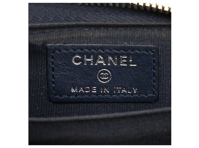 Blaues Chanel CC gestepptes Lammleder Zippy Münzbeutel - Ansicht 5