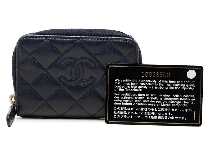 Blaues Chanel CC gestepptes Lammleder Zippy Münzbeutel - Ansicht 7