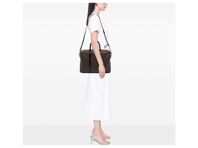 Borsa Business Porte Documents Jour Louis Vuitton Monogram Macassar Marrone - vista 6