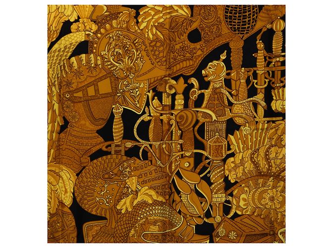 Foulard di seta Hermès Armets en Panache Nero 90 - vista 7