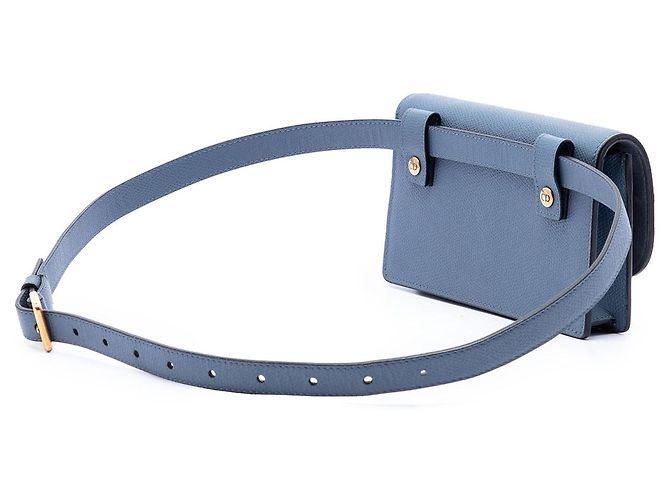 Pouch cintura Saddle Dior in pelle di vitello grana blu - vista 2
