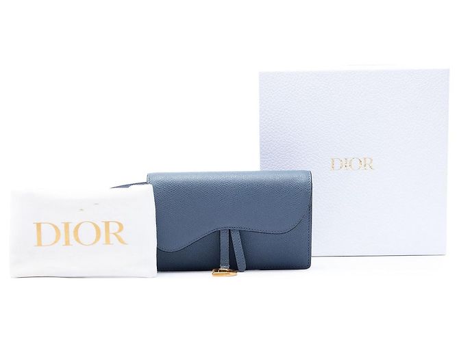 Pouch cintura Saddle Dior in pelle di vitello grana blu - vista 7