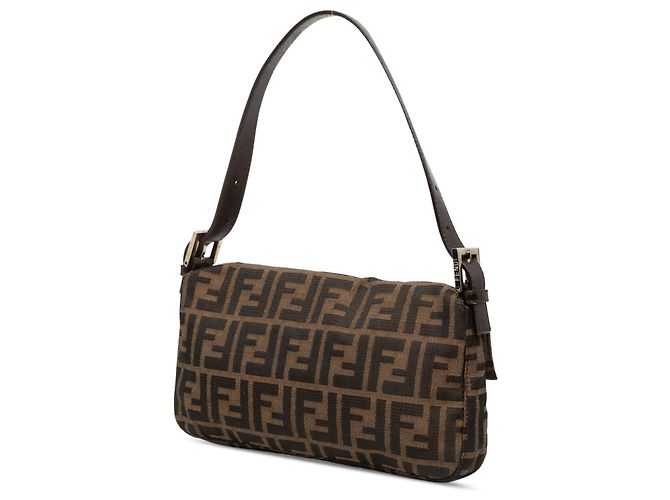 Borsa a spalla Baguette Fendi Zucca Canvas Marrone - vista 2