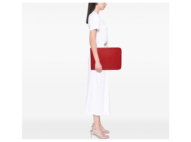 Borsa Clutch Portfolio Louis Vuitton Epi Rossa - vue 6