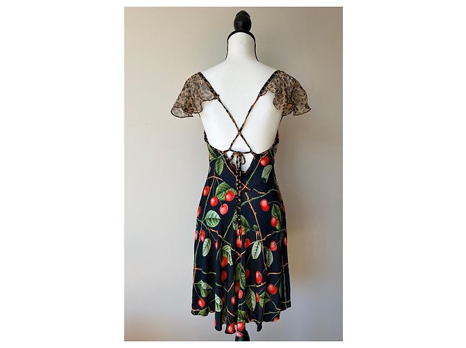 Vestido Mini John Galliano Estampado de Cerezas y Leopardo - vista 2