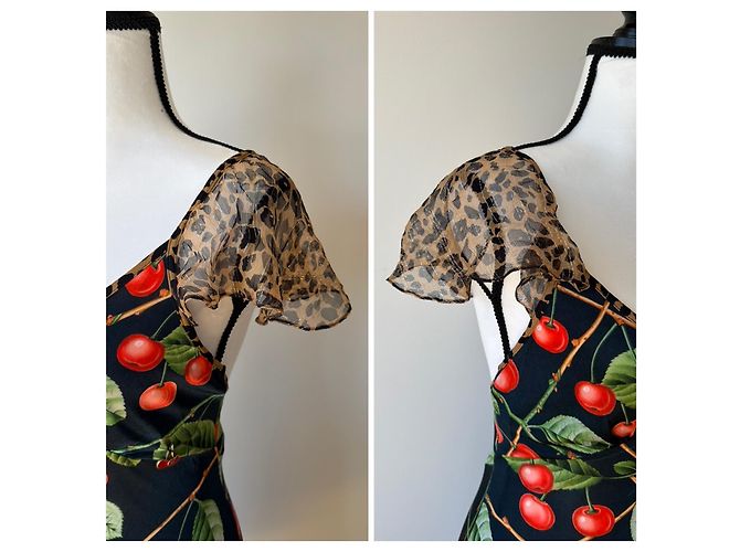 Vestido Mini John Galliano Estampado de Cerezas y Leopardo - vista 3
