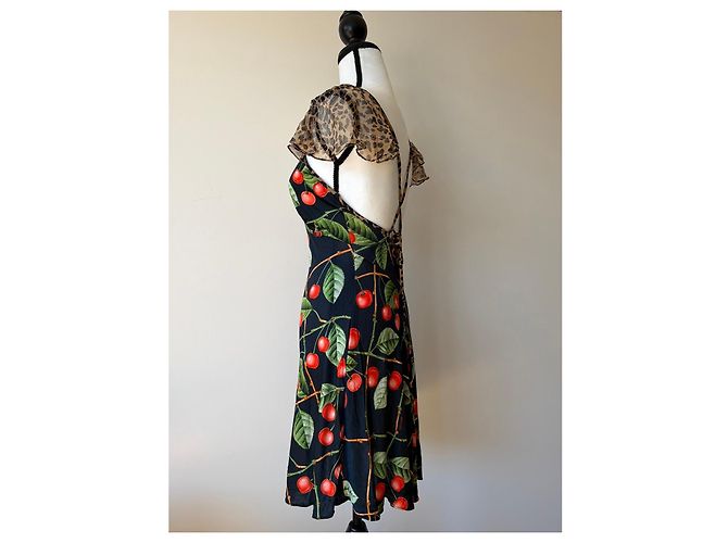 Vestido Mini John Galliano Estampado de Cerezas y Leopardo - vista 4