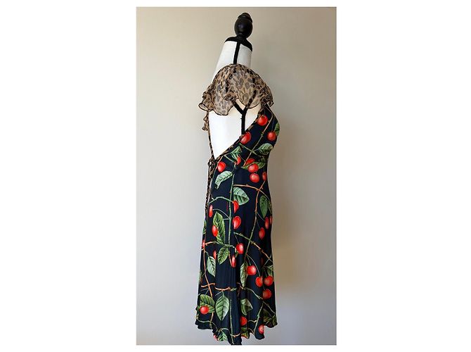 Vestido Mini John Galliano Estampado de Cerezas y Leopardo - vista 5