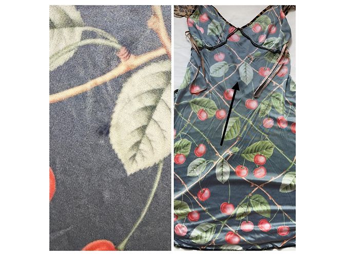 Vestido Mini John Galliano Estampado de Cerezas y Leopardo - vista 9