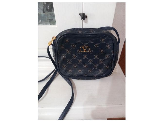 Borsa a tracolla Valentino Garavani pelle blu monogramma V - vista 2