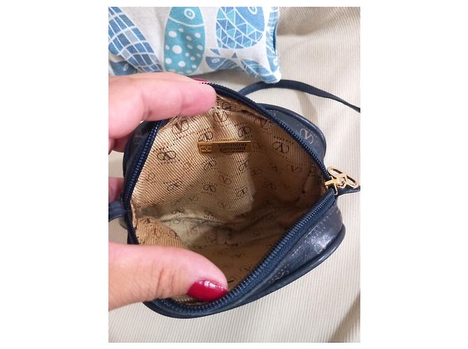 Borsa a tracolla Valentino Garavani pelle blu monogramma V - vista 6