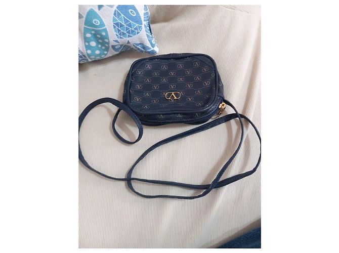 Borsa a tracolla Valentino Garavani pelle blu monogramma V - vista 8