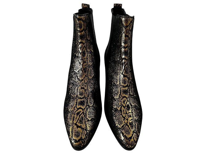 Autre Marque Saint Laurent Rock Chelsea Boots Python-Print Schwarz Gold - Ansicht 2