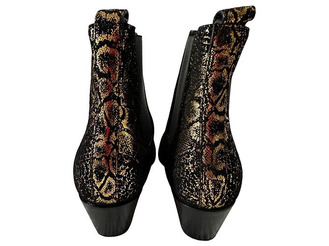 Autre Marque Saint Laurent Rock Chelsea Boots Python-Print Schwarz Gold - Ansicht 3