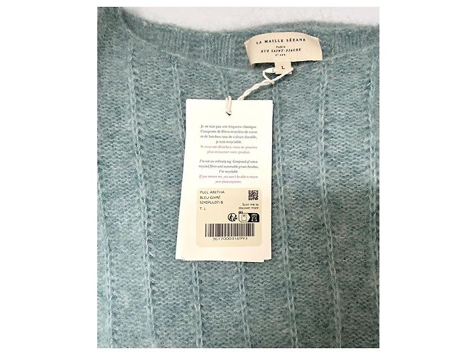 Sézane Aretha Mohair Strickpullover - Hellblau - Ansicht 6