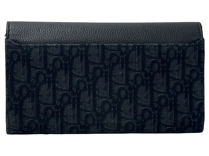 Portafoglio a lunga patta Christian Dior in tela nera - vista 2