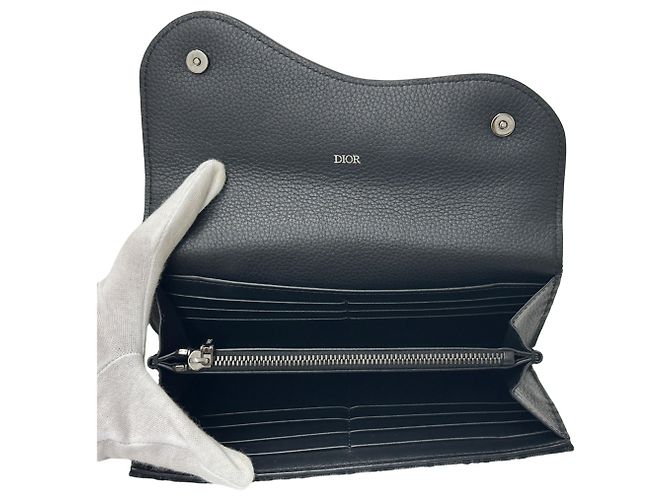 Portafoglio a lunga patta Christian Dior in tela nera - vista 6