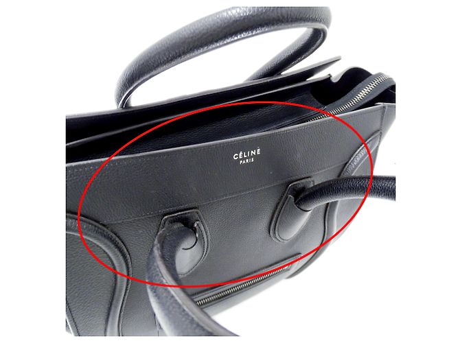 Céline Borsa a mano in pelle Celine in blu navy scuro e nero - vista 11