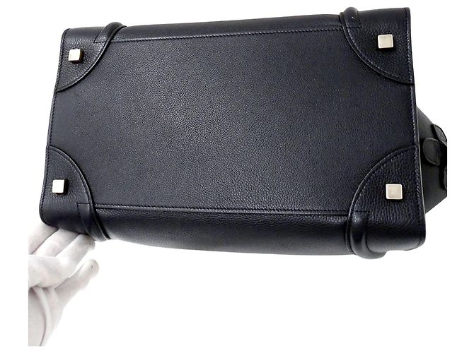 Céline Borsa a mano in pelle Celine in blu navy scuro e nero - vista 12