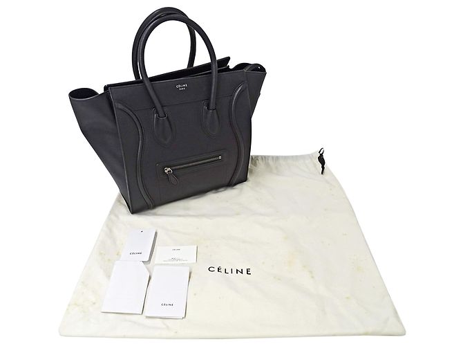 Céline Borsa a mano in pelle Celine in blu navy scuro e nero - vista 7