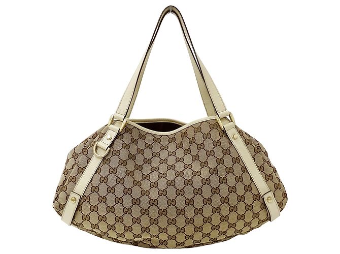 Borsa Gucci in tela GG beige e marrone - vista 2