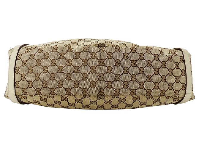 Borsa Gucci in tela GG beige e marrone - vista 3