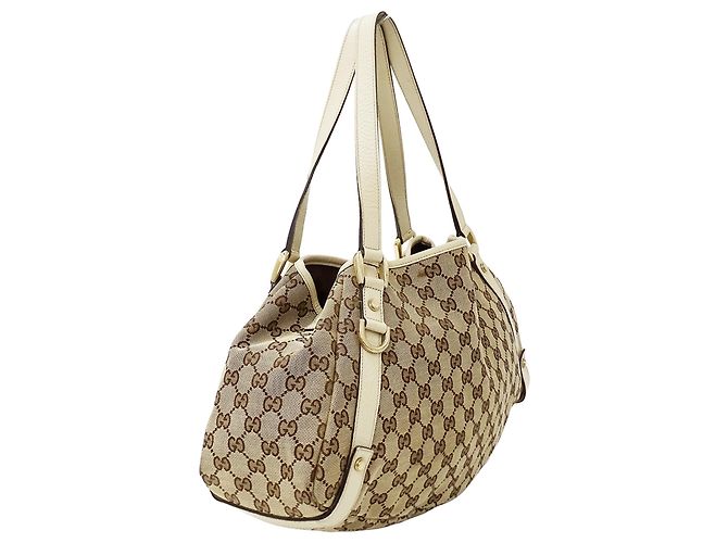Borsa Gucci in tela GG beige e marrone - vista 4