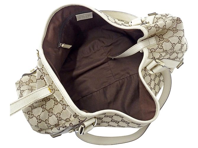 Borsa Gucci in tela GG beige e marrone - vista 5