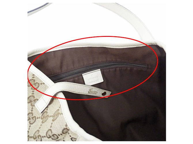 Borsa Gucci in tela GG beige e marrone - vista 7