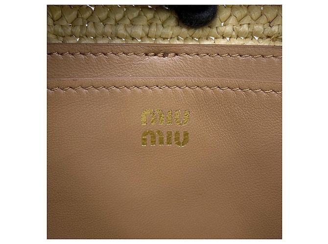 Borsa in rafia crochet Miu Miu Arcadi - vista 13