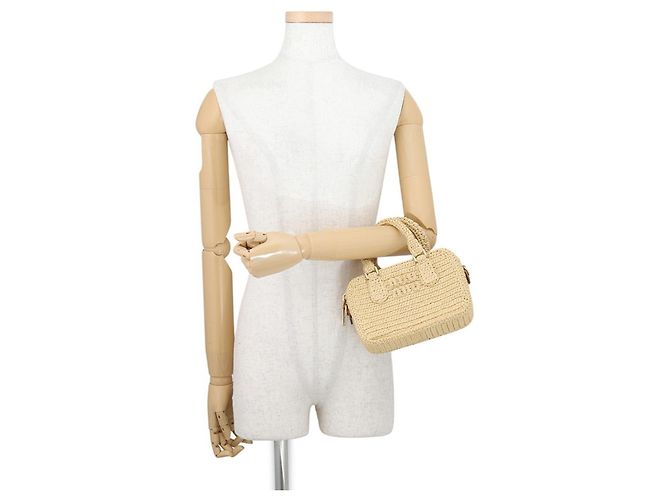 Borsa in rafia crochet Miu Miu Arcadi - vista 4