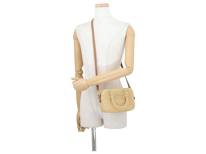 Borsa in rafia crochet Miu Miu Arcadi - vista 5