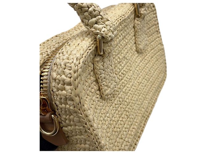 Borsa in rafia crochet Miu Miu Arcadi - vista 8