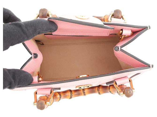 Borsa Gucci Diana Mini Tote in pelle rosa - vista 7
