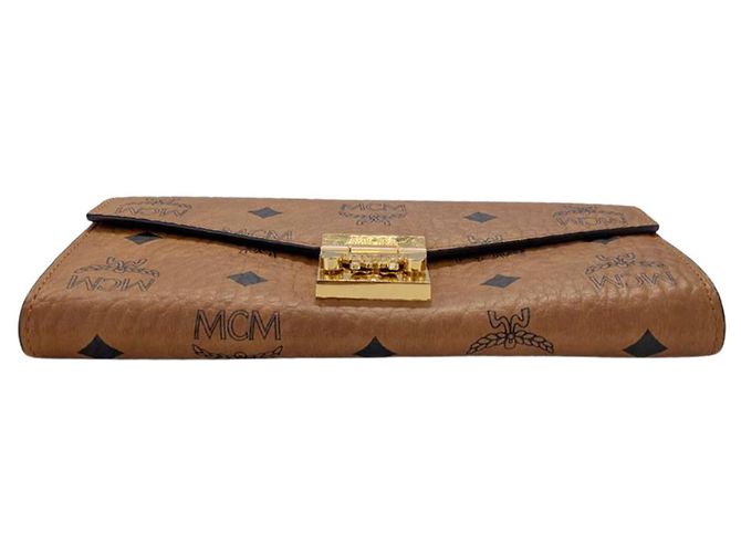 Portafoglio a spalla con catena in pelle marrone MCM - vista 3