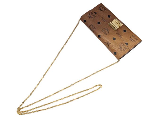 Portafoglio a spalla con catena in pelle marrone MCM - vista 7