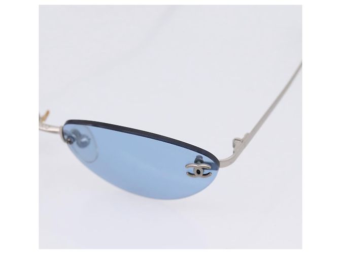 Chanel Logo CC Occhiali da sole in metallo argento - vista 6
