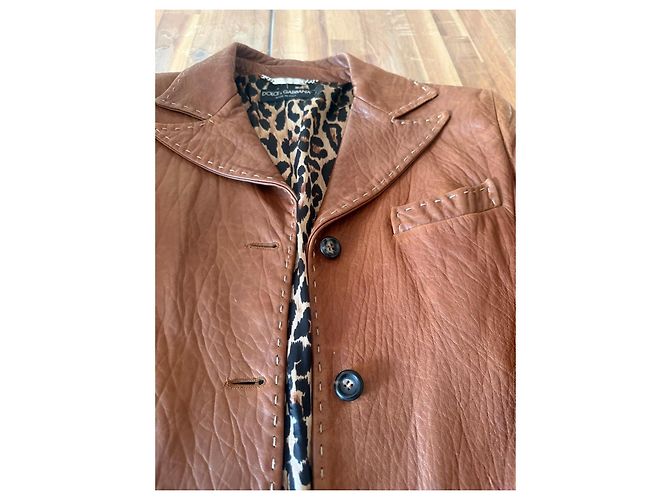 Dolce & Gabbana braune Lederjacke mit Leopardenfutter - Ansicht 3