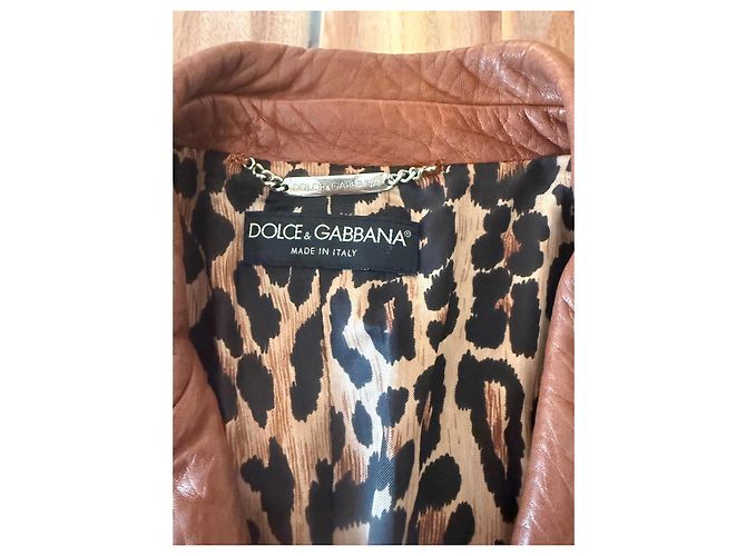 Dolce & Gabbana braune Lederjacke mit Leopardenfutter - Ansicht 4