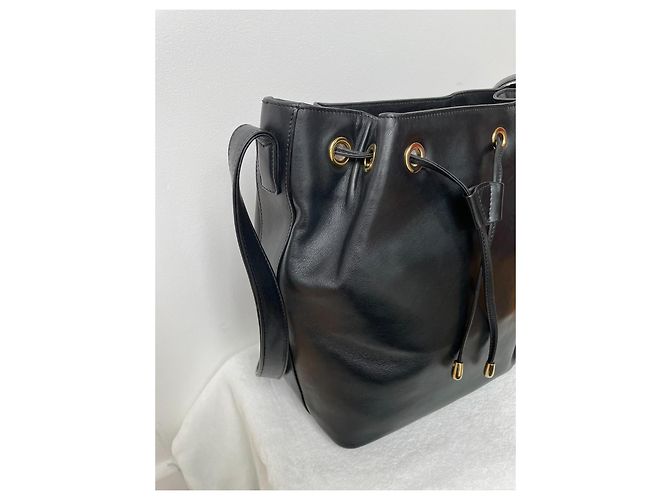 Borsa a secchiello Christian Dior pelle nera fodera Cannage rossa - vista 10