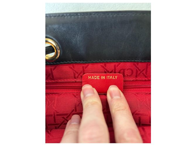 Borsa a secchiello Christian Dior pelle nera fodera Cannage rossa - vista 9