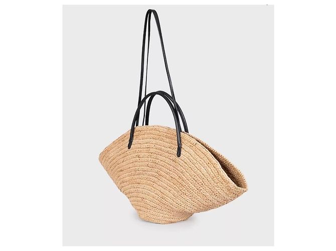 NWT Jil Sander Sombrero Straw & Leather Tote Bag Pre-owned - vista 2
