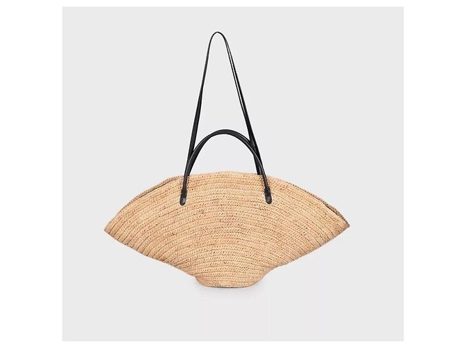 NWT Jil Sander Sombrero Straw & Leather Tote Bag Pre-owned - vista 3