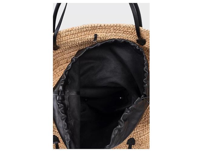 NWT Jil Sander Sombrero Straw & Leather Tote Bag Pre-owned - vista 4
