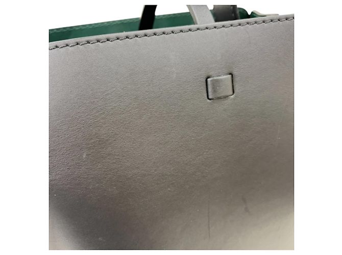 Borsa a secchiello in pelle nera e verde Burberry - vista 11