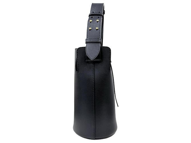 Borsa a secchiello in pelle nera e verde Burberry - vista 3